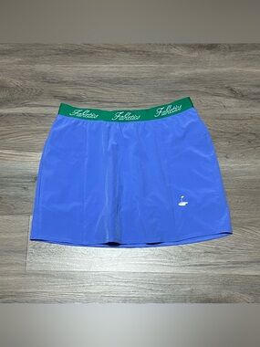 Fabletics Medium Skort Periwinkle Blue Golf Logo Stretch Waist Pockets Athletic
